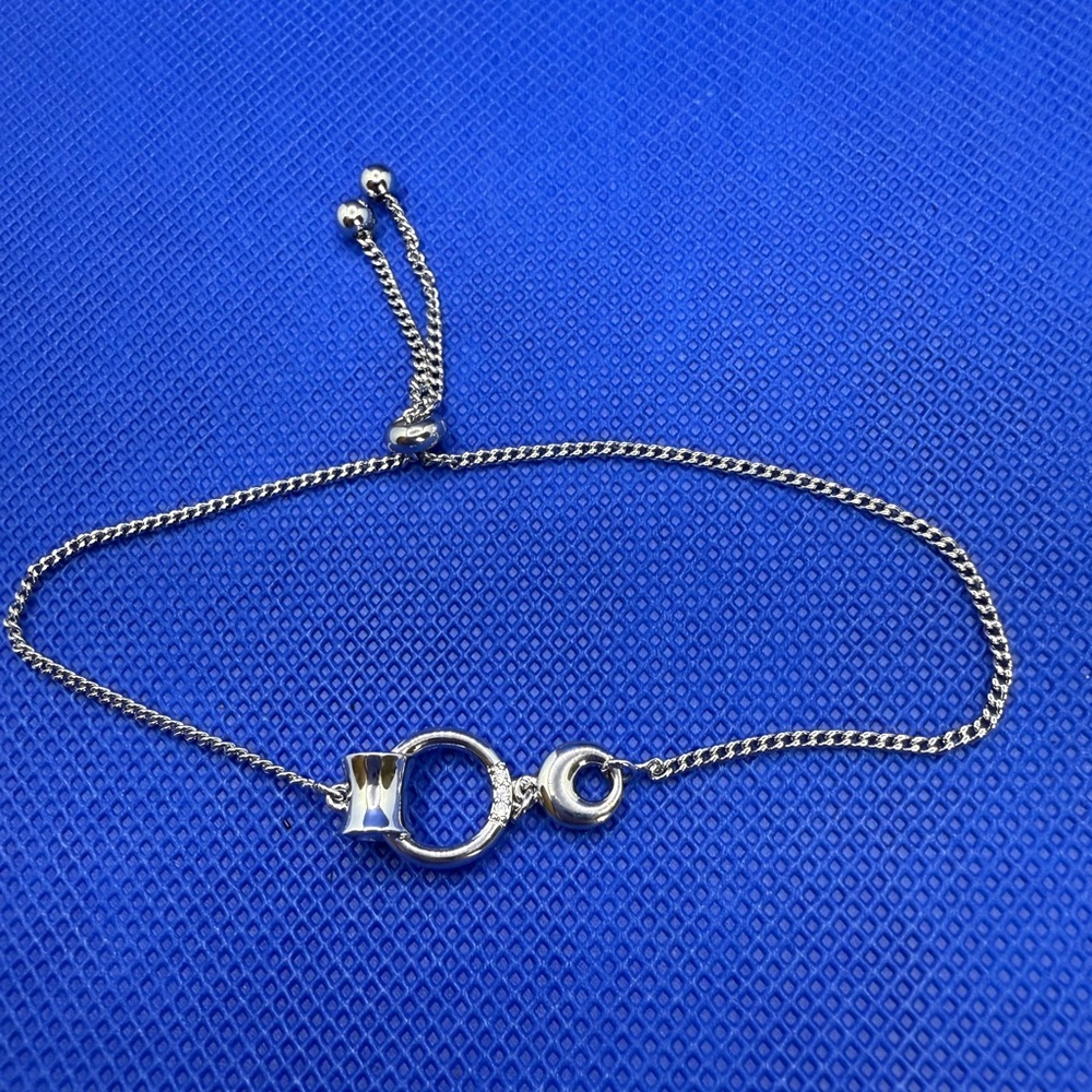 Pretty Bird - 18k White Gold Plated Hoop Cuff Lariat Bracelet